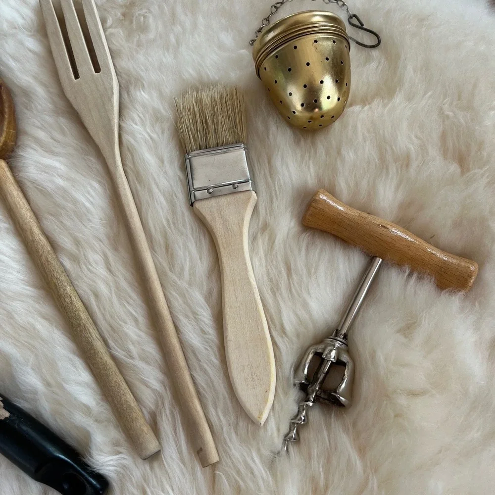 Vintage Rustic Wooden Utensils Kitchen‎ Bundle